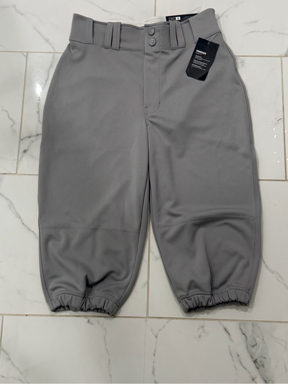 Men's Gray Baseball Pants with Elastic Cuffs